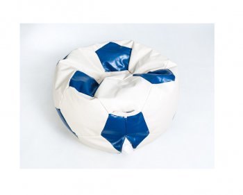 Кресло-мешок Мяч большой Экокожа бело-синее в Надыме - nadym.mebel-74.com | фото