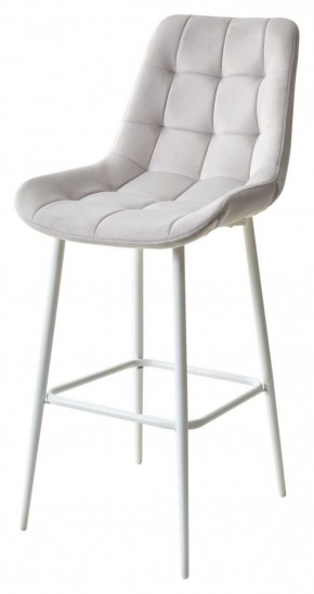 Барный стул ХОФМАН, цвет H-09 Светло-серый, велюр / белый каркас М-City в Надыме - nadym.mebel-74.com | фото