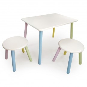 Детский комплект стол и два табурета круглых  (Белый, Белый, Цветной) в Надыме - nadym.mebel-74.com | фото