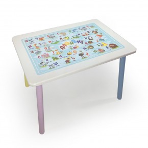 Детский стол с накладкой Алфавит (Белый/Цветной) в Надыме - nadym.mebel-74.com | фото