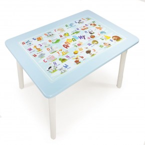 Детский стол с накладкой Алфавит  (Голубой/Белый) в Надыме - nadym.mebel-74.com | фото