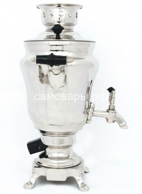 Электрический самовар из латуни никелированный на 1,5 литра форма "Тюльпан" с защитой от выкипания в Надыме - nadym.mebel-74.com | фото