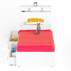 Камелия Кровать с ящиками 0900, цвет белый, ШхГхВ 93,5х217х78,2 см., сп.м. 900х2000 мм., без матраса, основание есть в Надыме - nadym.mebel-74.com | фото