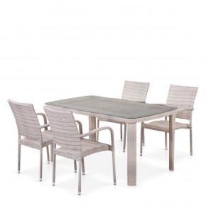 Комплект плетеной мебели T256C/Y376C-W85 Latte (4+1) + подушки на стульях в Надыме - nadym.mebel-74.com | фото
