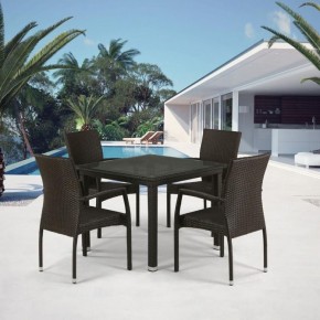 Комплект плетеной мебели T257A/YC379A-W53 Brown (4+1) + подушки на стульях в Надыме - nadym.mebel-74.com | фото
