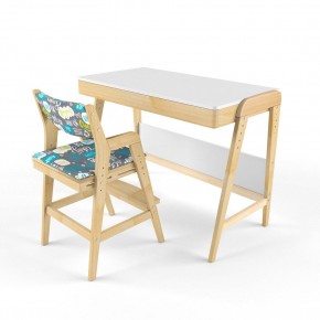 Комплект растущий стол и стул с чехлом 38 попугаев «Вуди» (Белый, Береза, Салют) в Надыме - nadym.mebel-74.com | фото