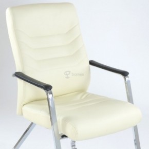 Кресло Barneo K-25 для посетителей и переговорных (хром, бежевая экокожа) в Надыме - nadym.mebel-74.com | фото