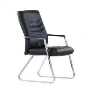 Кресло Barneo K-25 для посетителей и переговорных (хром, черная экокожа) в Надыме - nadym.mebel-74.com | фото