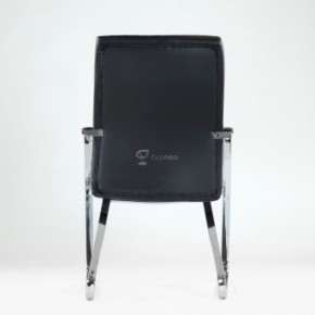 Кресло Barneo K-25 для посетителей и переговорных (хром, черная экокожа) в Надыме - nadym.mebel-74.com | фото