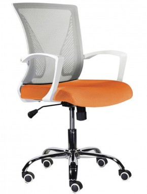 Кресло BRABIX "Wings MG-306", пластик белый, хром, сетка, серое/оранжевое, 532011 в Надыме - nadym.mebel-74.com | фото