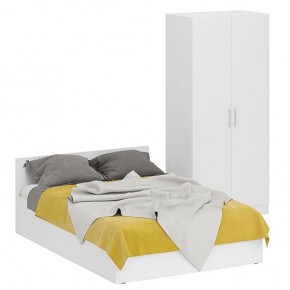 Кровать 1400 + Шкаф 2-х створчатый Стандарт, цвет белый, ШхГхВ 143,5х203,5х70 + 90х52х200 см., сп.м. 1400х2000 мм., без матраса, основание есть в Надыме - nadym.mebel-74.com | фото