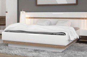 Кровать 160/TYP 94-01 с подъемником, LINATE ,цвет белый/сонома трюфель в Надыме - nadym.mebel-74.com | фото