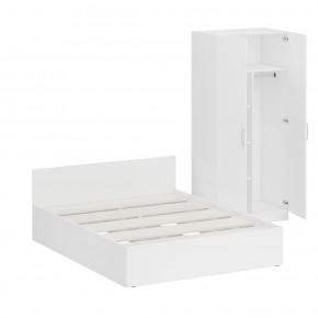 Кровать 1600 + Шкаф 2-х створчатый Стандарт, цвет белый, ШхГхВ 163,5х203,5х70 + 90х52х200 см., сп.м. 1600х2000 мм., без матраса, основание есть в Надыме - nadym.mebel-74.com | фото