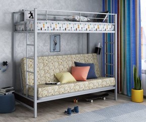 Кровать двухъярусная с диваном "Мадлен" (Серый/Фиолетовый) в Надыме - nadym.mebel-74.com | фото