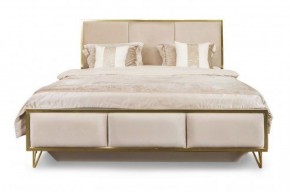 Кровать Lara 1600 с мягким изголовьем + основание (бежевый глянец) в Надыме - nadym.mebel-74.com | фото