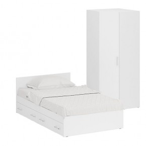 Кровать с ящиками 1200 + Шкаф угловой Стандарт, цвет белый, ШхГхВ 123,5х203,5х70 + 81,2х81,2х200 см., сп.м. 1200х2000 мм., без матраса, основание есть в Надыме - nadym.mebel-74.com | фото