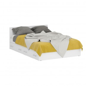 Кровать с ящиками 1400 + Пенал Стандарт, цвет белый, ШхГхВ 143,5х203,5х70 + 45х52х200 см., сп.м. 1400х2000 мм., без матраса, основание есть в Надыме - nadym.mebel-74.com | фото
