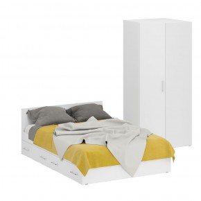 Кровать с ящиками 1400 + Шкаф угловой Стандарт, цвет белый, ШхГхВ 143,5х203,5х70 + 81,2х81,2х200 см., сп.м. 1400х2000 мм., без матраса, основание есть в Надыме - nadym.mebel-74.com | фото