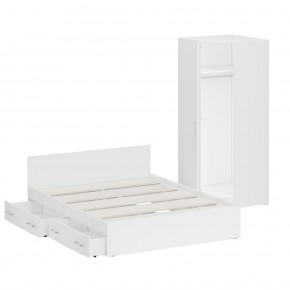 Кровать с ящиками 1600 + Шкаф угловой Стандарт, цвет белый, ШхГхВ 163,5х203,5х70 + 81,2х81,2х200 см., сп.м. 1600х2000 мм., без матраса, основание есть в Надыме - nadym.mebel-74.com | фото
