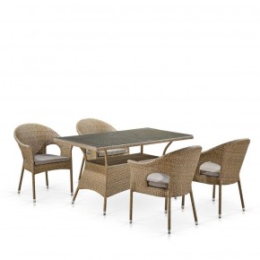 Обеденный комплект плетеной мебели T198B/Y79B-W56 Light Brown (4+1) в Надыме - nadym.mebel-74.com | фото