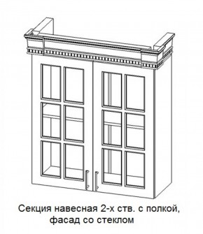 Секция навесная 2-х ств. с полкой "Верона", фасад со стеклом (800) в Надыме - nadym.mebel-74.com | фото