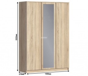 Шкаф 3х дверный с зеркалом Веста СБ-2258 (Дуб Сонома) в Надыме - nadym.mebel-74.com | фото