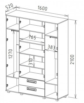 Шкаф 4-х дверный с ящиками М-1 Серия Вега в Надыме - nadym.mebel-74.com | фото