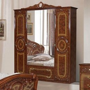 Шкаф 4-х дверный с зеркалами (01.144) Роза (орех) в Надыме - nadym.mebel-74.com | фото