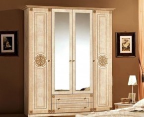 Шкаф 4-х дверный с зеркалами (02.144) Рома (беж) в Надыме - nadym.mebel-74.com | фото