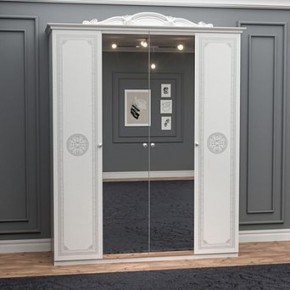 Шкаф 4-х дверный с зеркалами (12.244) Грация (белый/серебро) в Надыме - nadym.mebel-74.com | фото