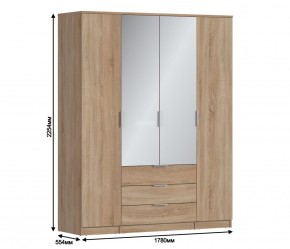 Шкаф 4х дверный с зеркалами Николь СБ-2595/1 (Дуб Сонома) в Надыме - nadym.mebel-74.com | фото