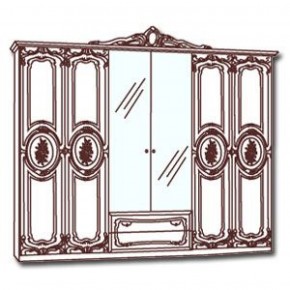 Шкаф 6-и дверный с зеркалами (01.146) Роза (могано) в Надыме - nadym.mebel-74.com | фото