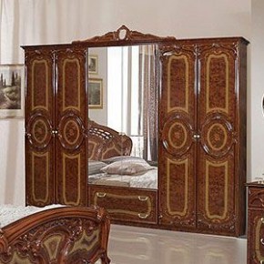 Шкаф 6-и дверный с зеркалами (01.146) Роза (орех) в Надыме - nadym.mebel-74.com | фото