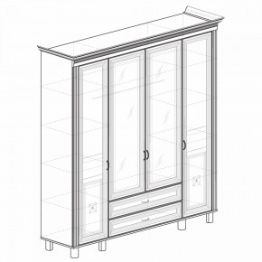 Шкаф для одежды 4-дверный с зеркалом №493 Марлен кремовый белый в Надыме - nadym.mebel-74.com | фото