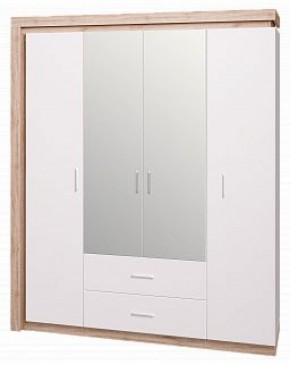 Шкаф для одежды с ящиками 4-х створчатый с зеркалом Люмен 16 в Надыме - nadym.mebel-74.com | фото