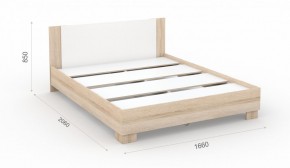 Спальня Аврора Кровать 160 со встроенным основанием под матрас Дуб сонома/Белый в Надыме - nadym.mebel-74.com | фото
